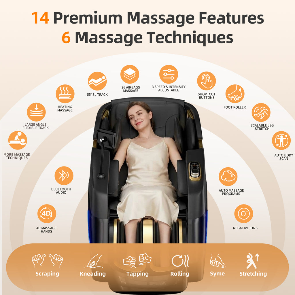 Massage Chair Full Body,Zero Gravity 3D SL-Track Shiatsu Massage Recliner Chair Built-in Heat System Airbag Massage with Body Scan, Deep Yoga Stretch, Calfrest Extension And Foot And Back massage
