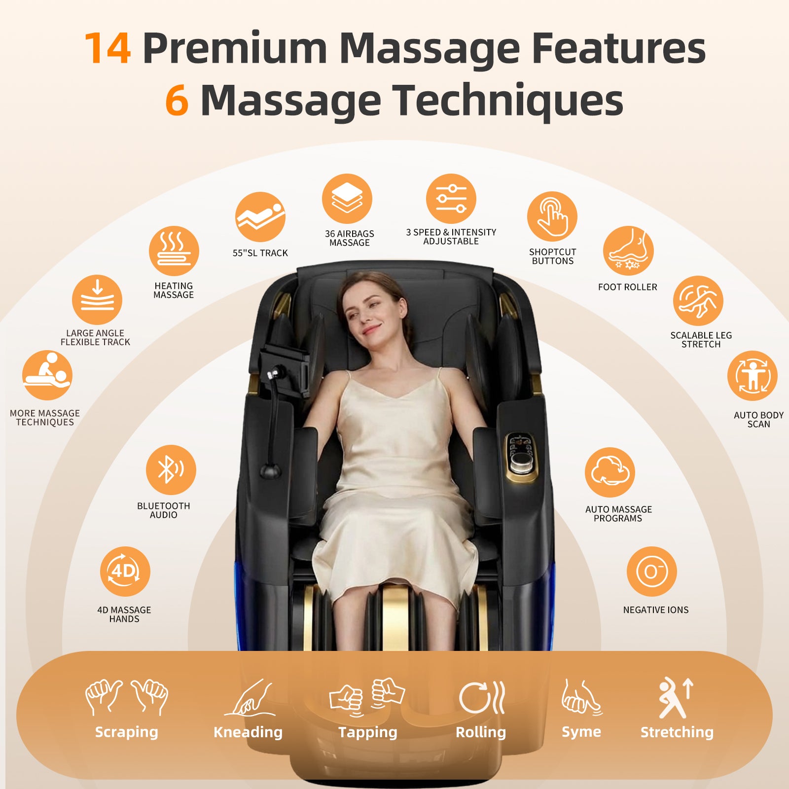 Massage Chair Full Body,Zero Gravity 3D SL-Track Shiatsu Massage Recliner Chair Built-in Heat System Airbag Massage with Body Scan, Deep Yoga Stretch, Calfrest Extension And Foot And Back massage