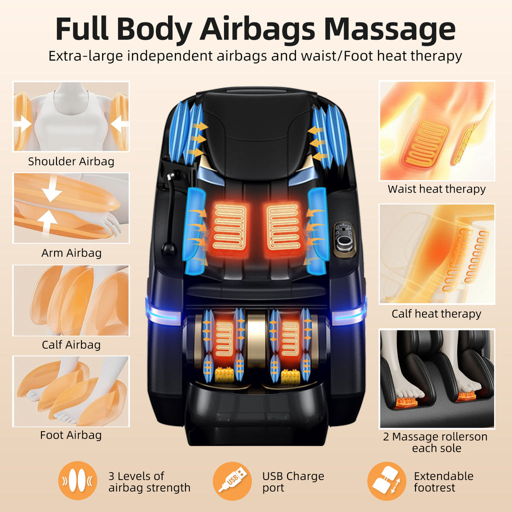 Massage Chair Full Body,Zero Gravity 3D SL-Track Shiatsu Massage Recliner Chair Built-in Heat System Airbag Massage with Body Scan, Deep Yoga Stretch, Calfrest Extension And Foot And Back massage